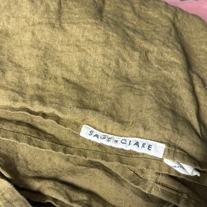Sage + Clare Olive Green flat  Linen Fabric